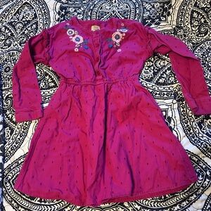 True Craft Magenta Floral Embroidered Casual Dress